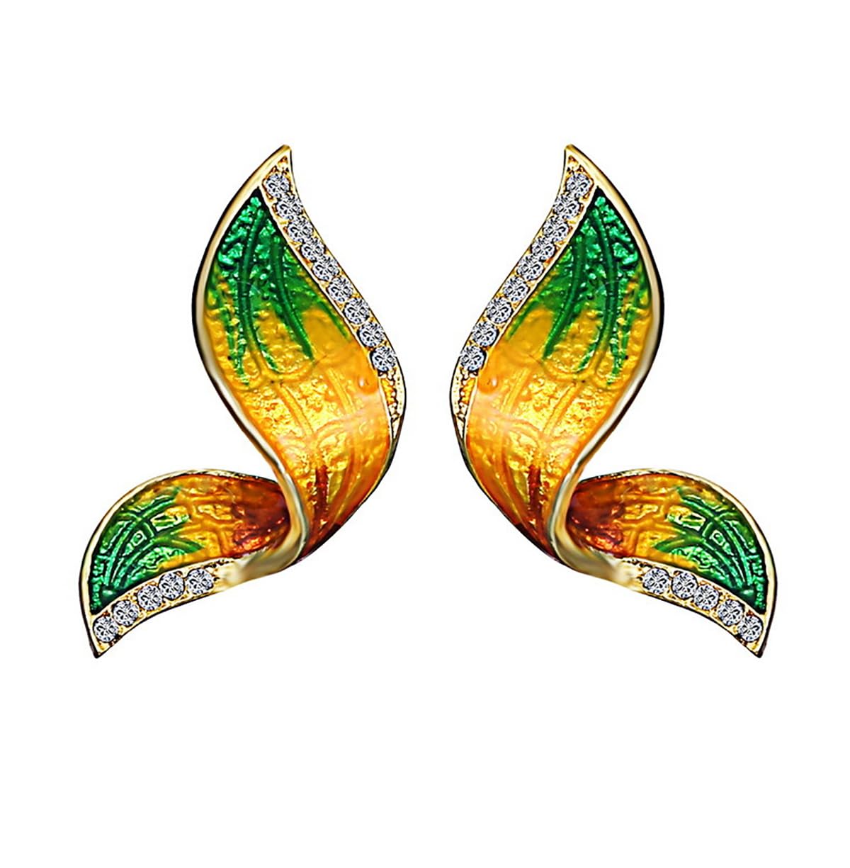 Ruvee Blessings from Heaven Pinion Orange Green Butterfly Gold Plated Luxury Brass Butterfly Earrings for Your Valentine for Women & Girls (Pinion) (B0CXM2LS6V) Amazon Price History, Amazon Price Tracker