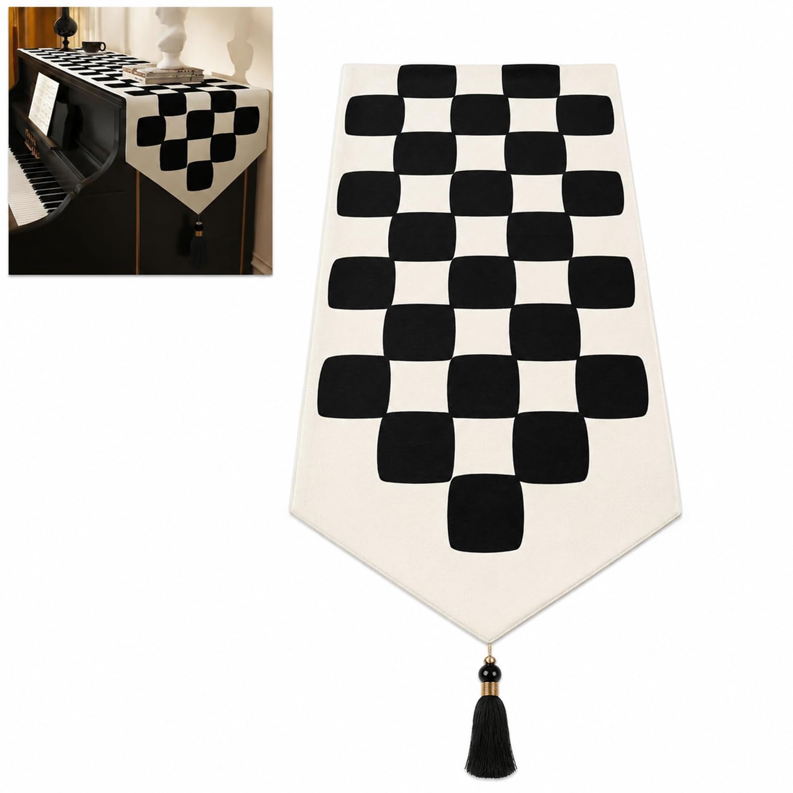 ZeptiHOM Piano Cover Luxury Runner for Upright Piano, Musical Instruments & Dresser - Waterproof Table Runner for Home Living Room TV Cabinet Dust Cover (30 * 200cm,D)
