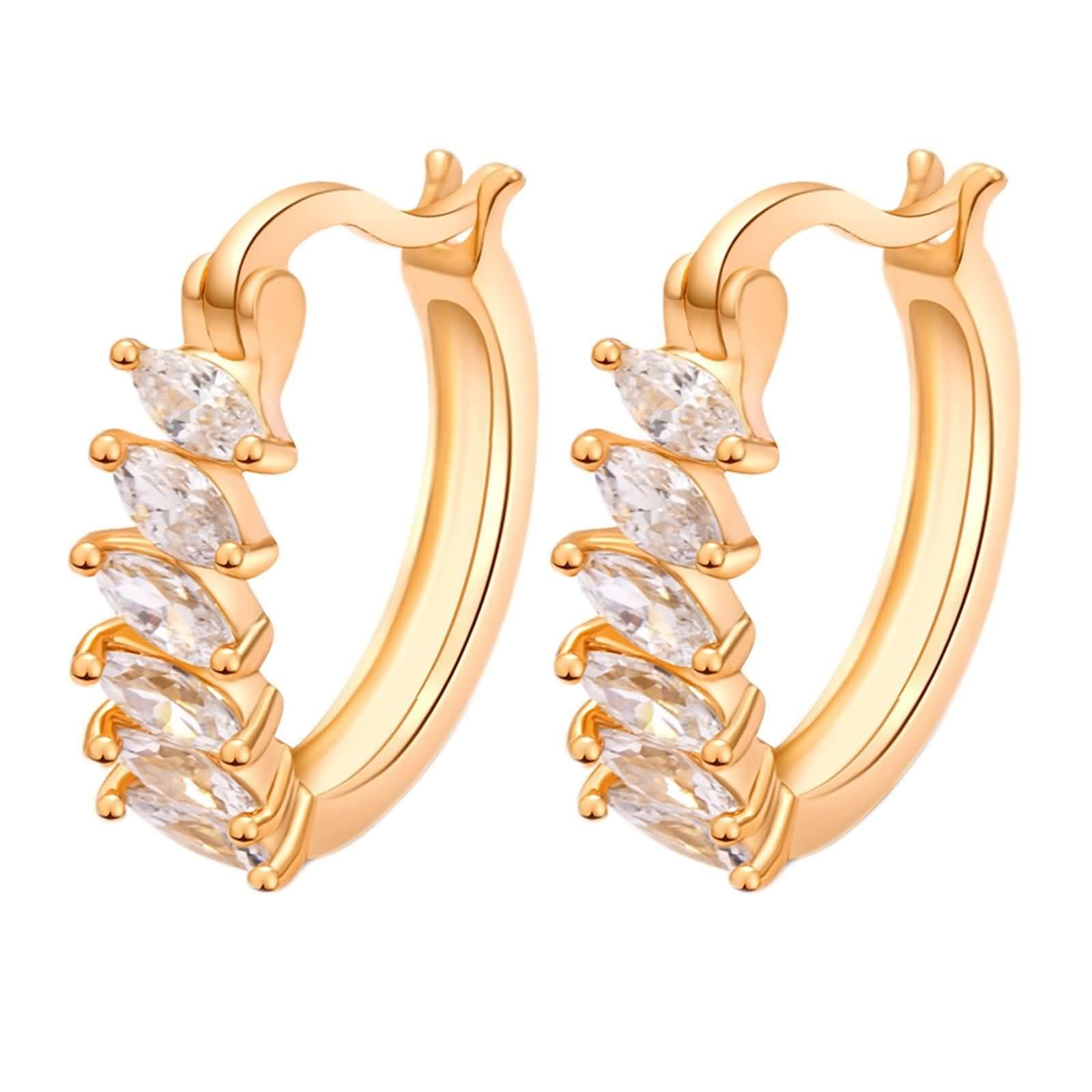 Pendientes vintage de oro Au375, moissanit clásico, pendientes de aro de corte marquesa, para mujer, pequeños de oro amarillo de 9 quilates