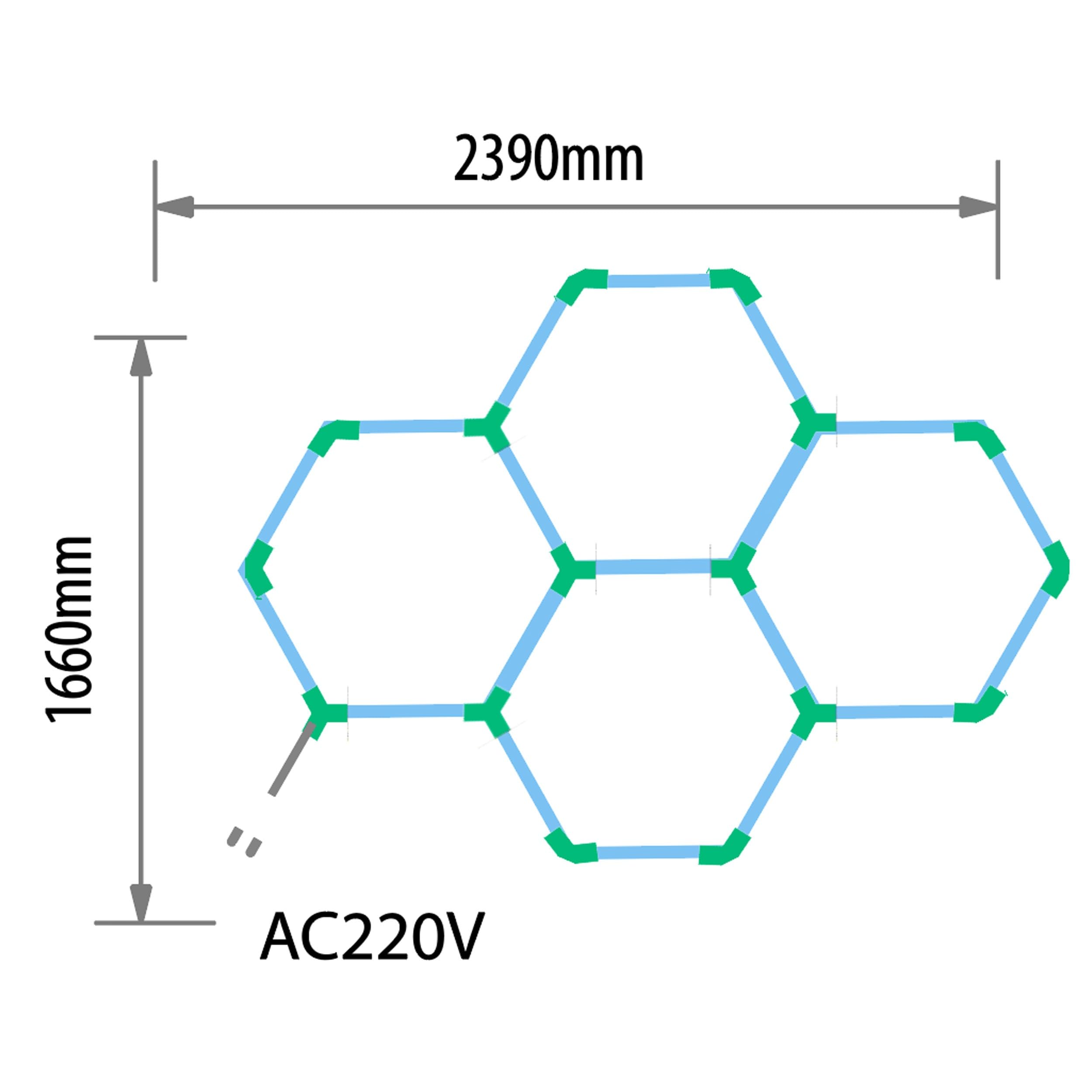 EinParts EPHCL06 lampa LED Hexagon 166x239 cm 4 moduły 16720 lm 6500K zimna biel do garażu warsztatu detailingu
