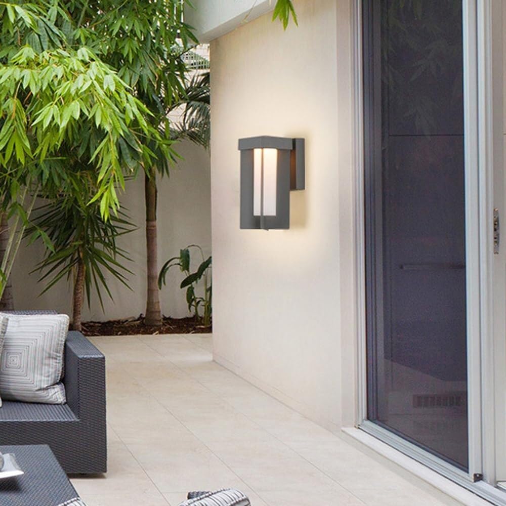 Applique Murale carrée en Verre dépoli, Applique d'extérieur à LED en Aluminium Noir, lumière Chaude, luminaire câblé pour terrasse, Garage, Porte, entrée, Couloir