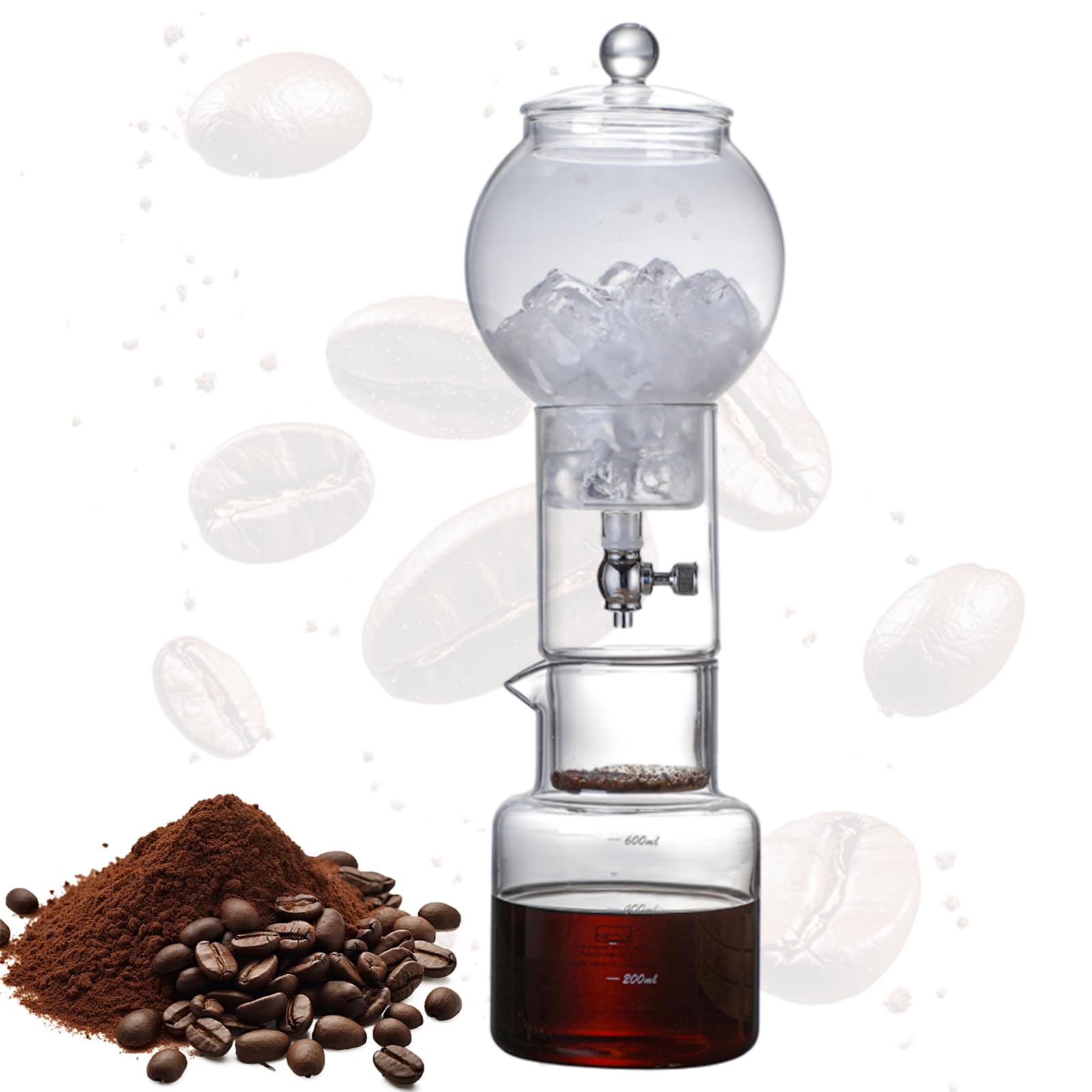 Cold Brew Drip Tower, Brew Macchina da caffè Cold Drip Coffee per Uso Domestico Flusso d'Acqua Regolabile Trasparenti Supporto in Gocciolatore Regolabile per la Casa(Color:B)