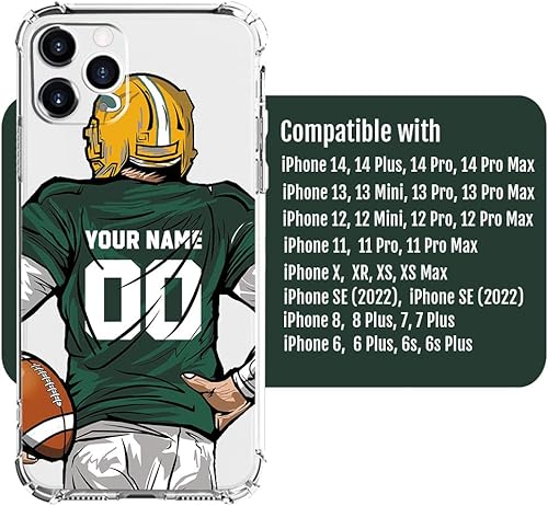 Miniatura 2 de BOSTEPY Funda personalizada con nombre y número de camiseta de fútbol para iPhone 16 15 14 13 12 11 Pro Max Mini Xr Xs X 7 8 Plus SE 2022 2020 6s 6