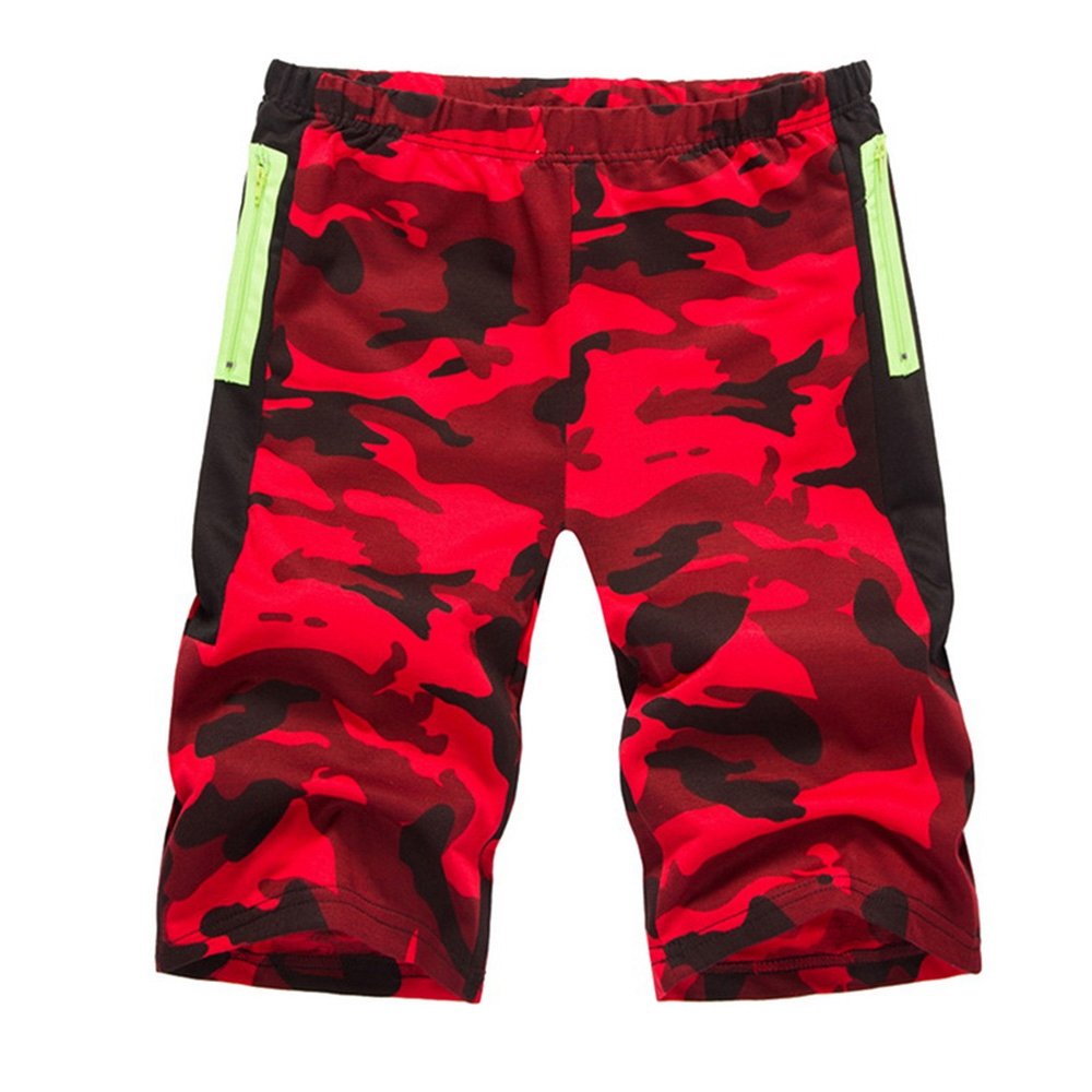 Sevem-D Men Camouflage Cotton Shorts Summer Military Trunks Loose Elastic Waist Hip Hop Drawstring Shorts