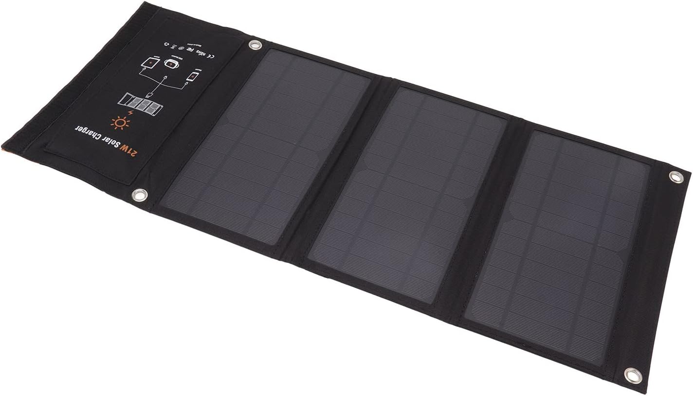 Generic 21W Foldable Solar Panel Charger Black Portable Solar Phone Charging Panels with Dual USB Port Power Charger for Outdoor Hiking Camping