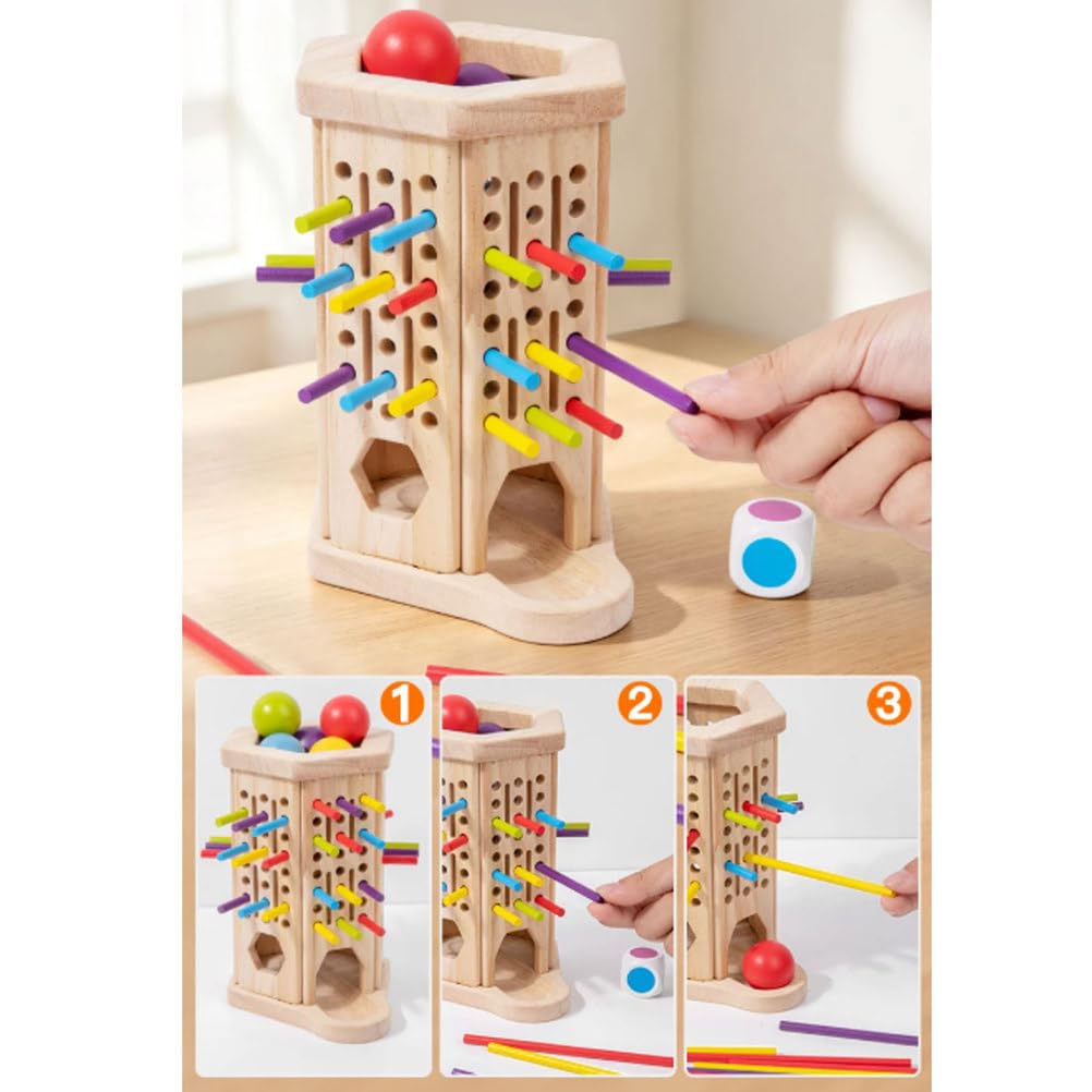Jeu bâton Bois Montessori Tirer, Jouet motricité Fine tri Couleurs