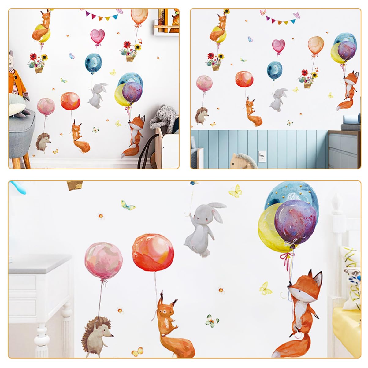 NUOBESTY 6 Juegos Pegatinas de Pared de Animales Adhesivos de Pared Decoración Infantil Habitaciones Aplicación