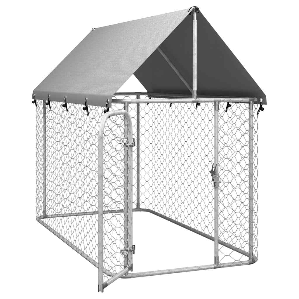 Chenil Extérieur avec Toit pour Chien, Chenil d'Extérieur Enclos Cage pour Chien Métal 200x100x150 cm