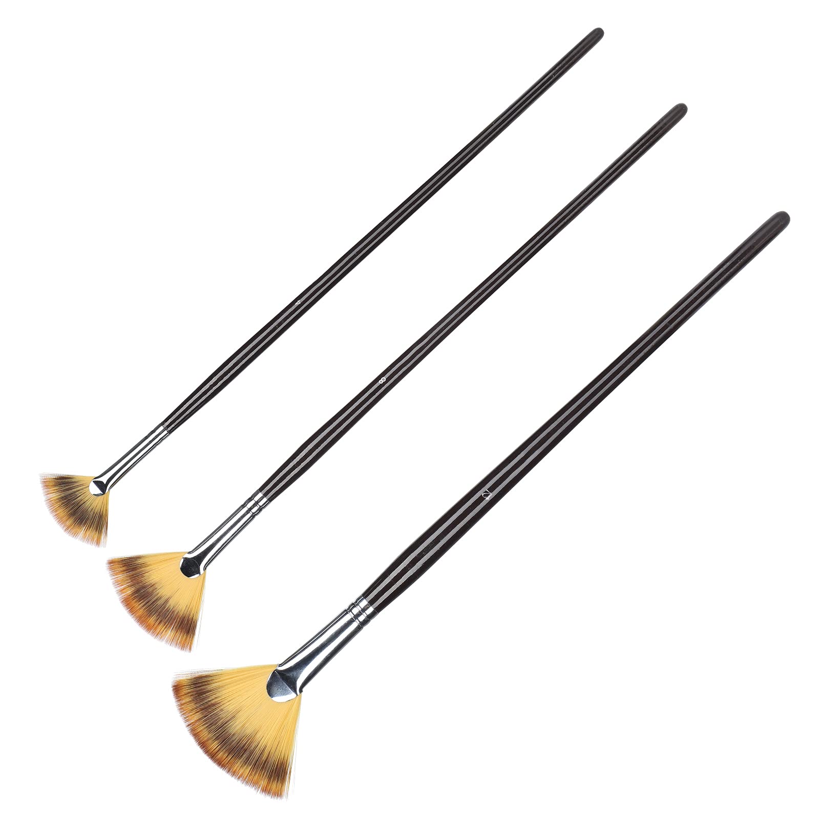 3pcs Fan Shape Painting Brushes Nylon Hair Watercolor Paint Brush Set with Wooden, Multifunctional Accessory For Home Use