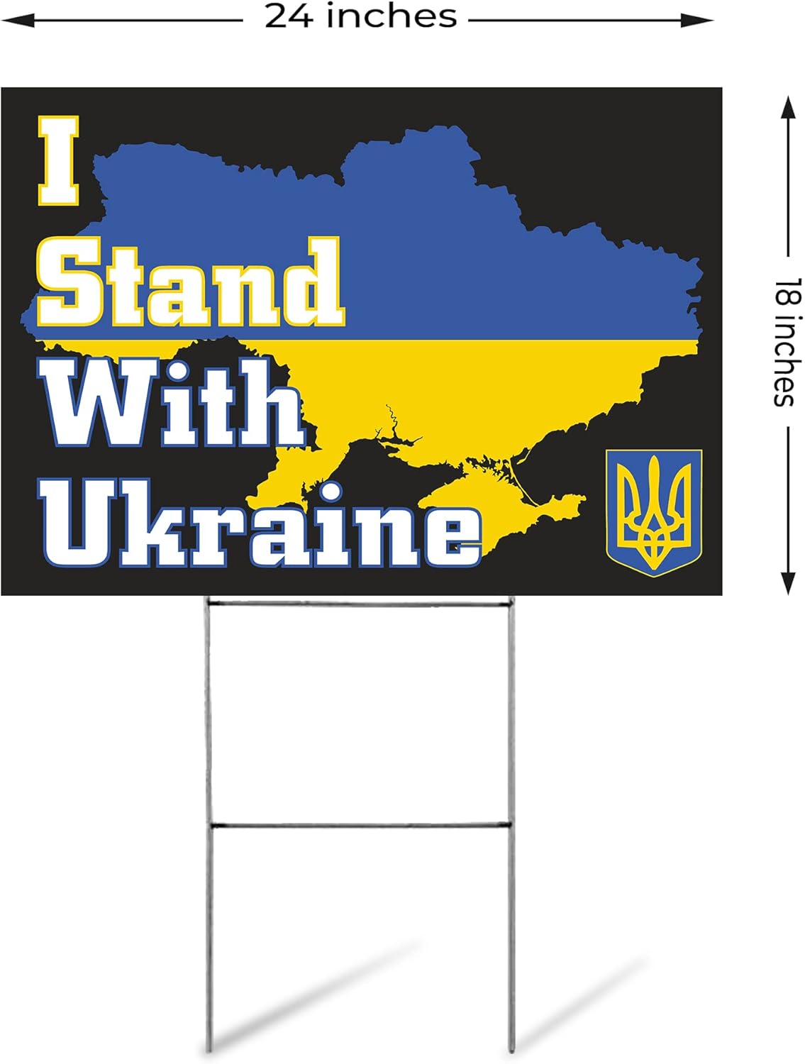 SignPro I Stand with Ukraine Yard Sign | Support Ukraine | Stop the War | Bright, Bold, Yellow and Blue I Stand with Ukraine Sign | 24 inch by 18 inch with Yard Stakes | Weather-Proof Corrugated Plastic Sign Material (Double Sided)