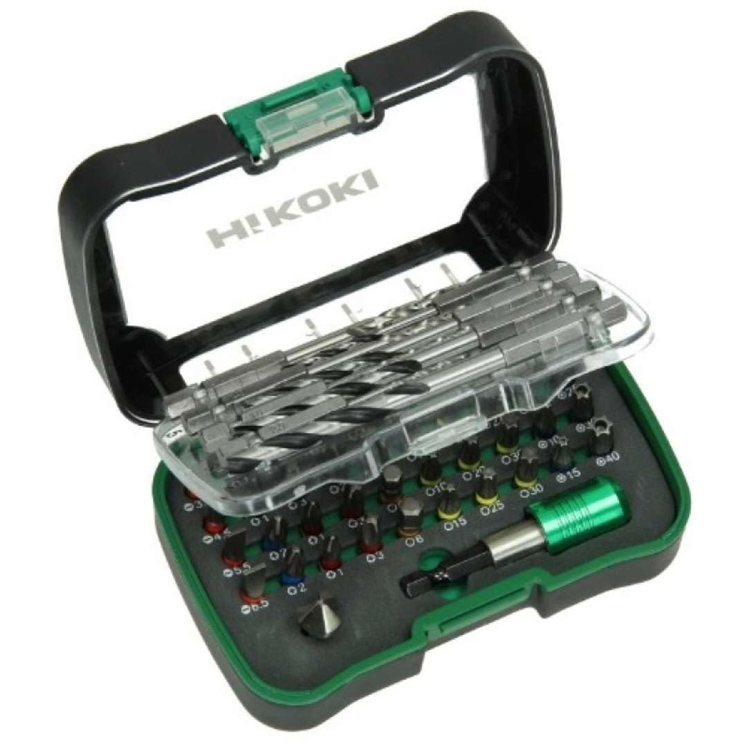 HIKOKI 750365 - Set 50 puntas de atornillar + portapuntas magnético + brocas de madera y metal + avellanador