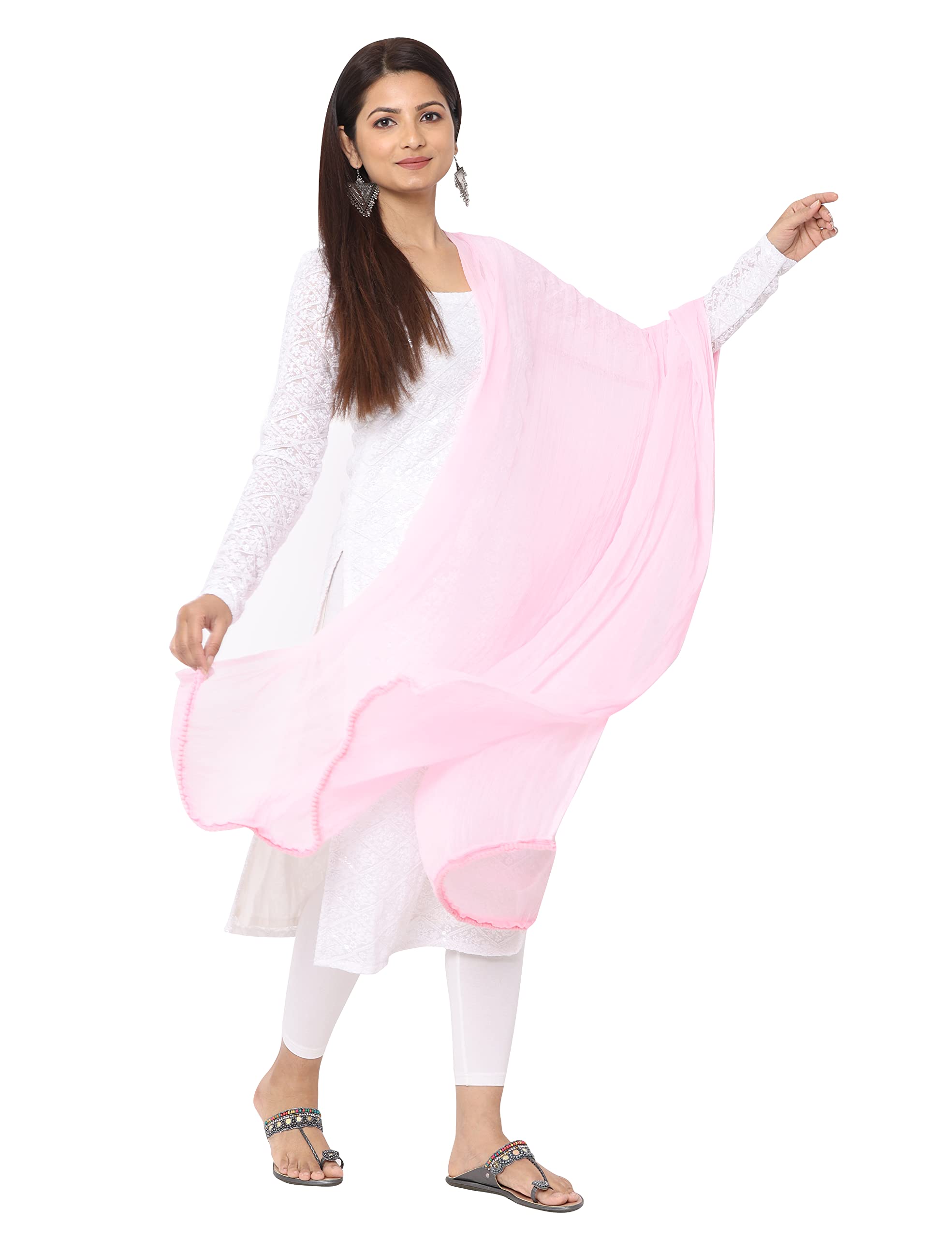 2.25 Meters Solid Chiffon Dupatta/Chunni/Scarf-Pack of 1 /Black/White/Orange/Beige/Pink/Mustard/Yellow/Red/Maroon/Navy/Green/Tiranga/Tricolor-image-33