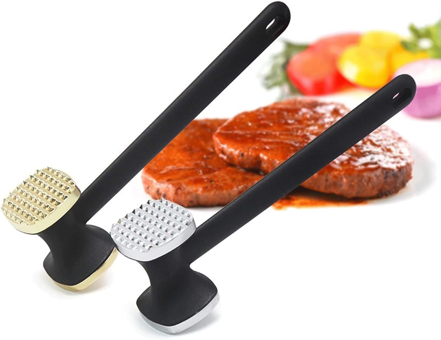Premium Kitchen Tool Kit, Premium Heavy Duty Meat Tenderizer Hammer with Soft Handle, Dual-Sided Meat Hammer Tenderizer Pounder Kitchen Rubber Grip Handle Tool