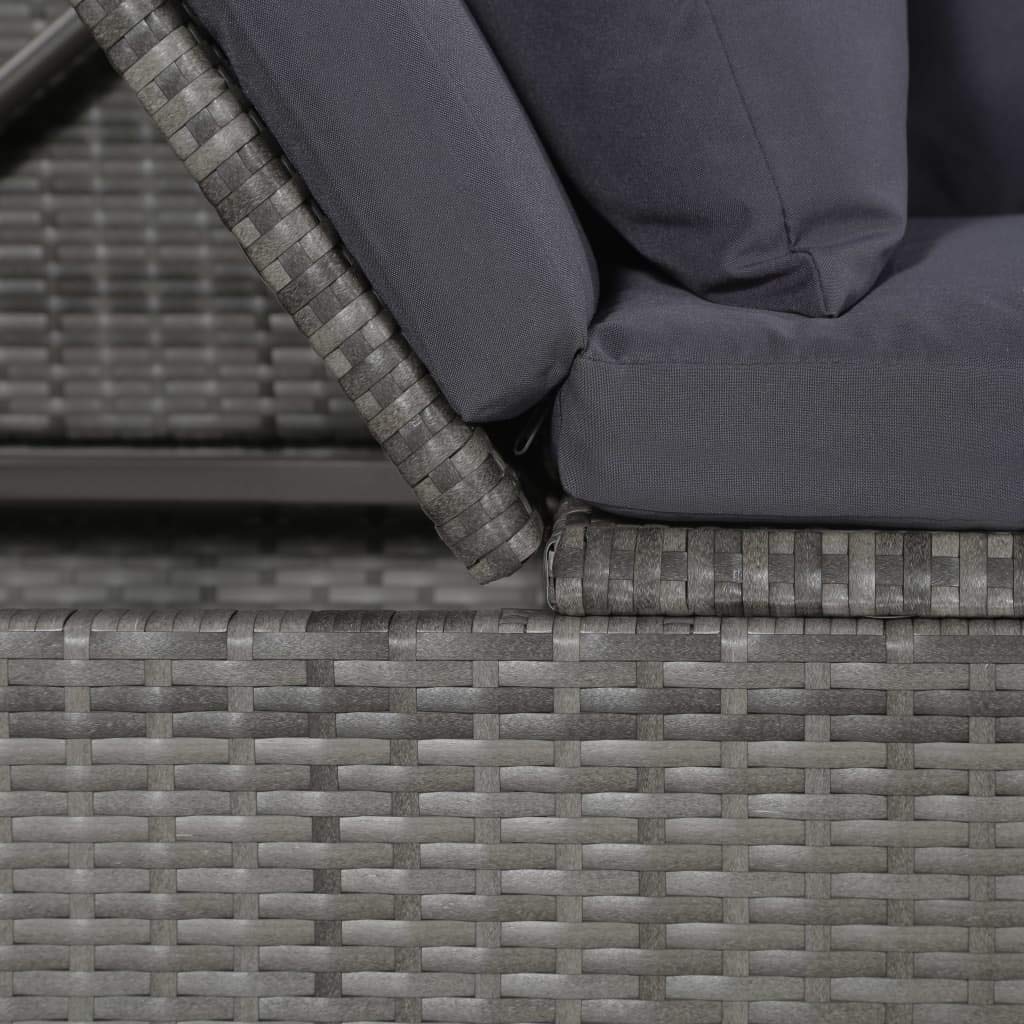 Festnight Lettino In Polyrattan Grigio – 195x60x60 Cm – Sdraio Da Giardino E Esterno Leggero E Resistente