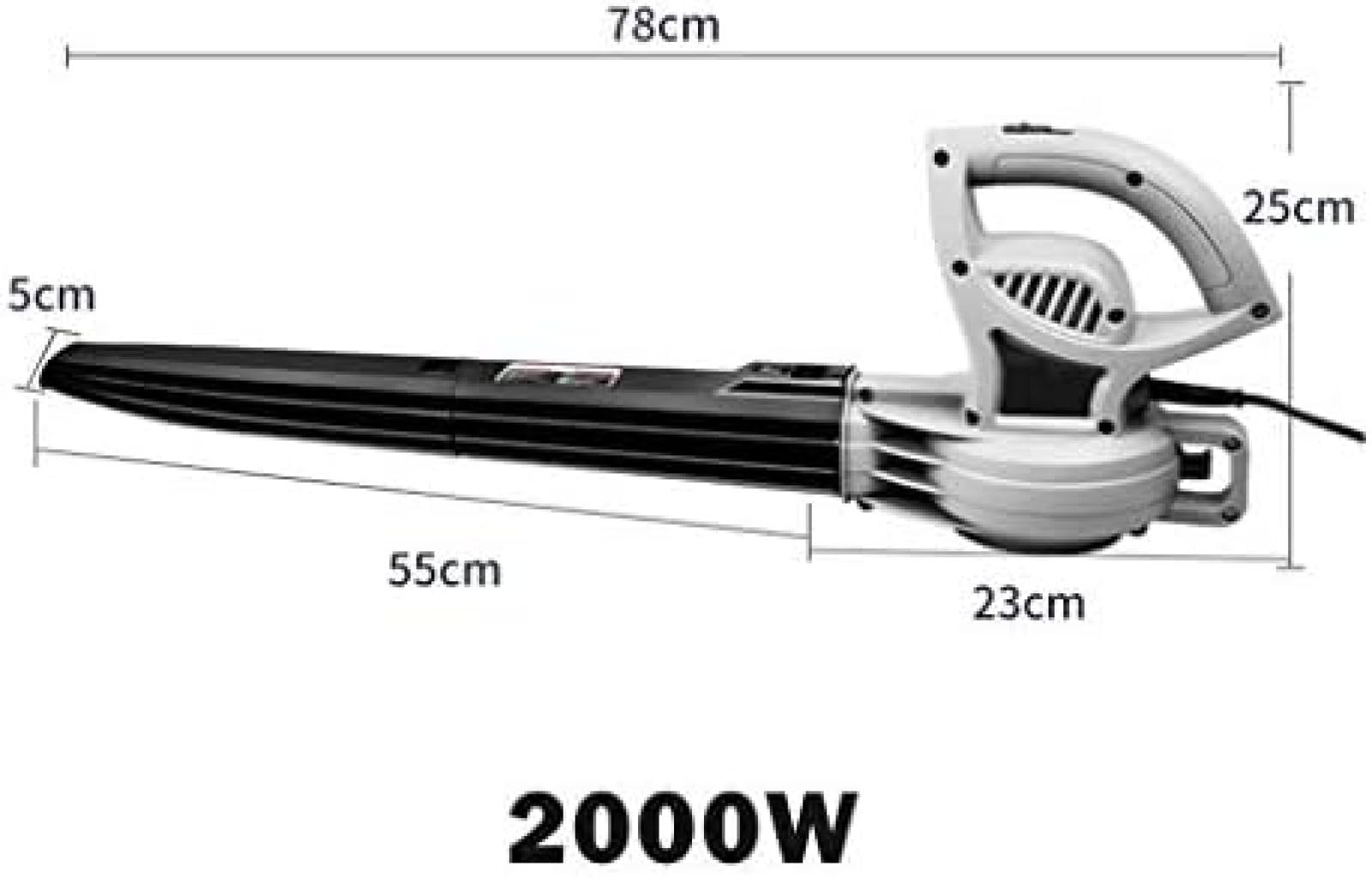 Soffiatore per Foglie Professionale, Soffiatore Elettrico, velocità di Soffiaggio 260 Km/h, Soffiatore per Foglie Leggero con Cavo E Tubo Staccabile, 2000 W, Grigio,YUYANAIAI