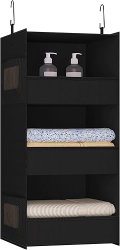 Miniatura 1 de Organizador y almacenamiento de armario colgante de 3 estantes, versión más amplia mejorada, diseño de borde frontal, almacenamiento colgante de 3