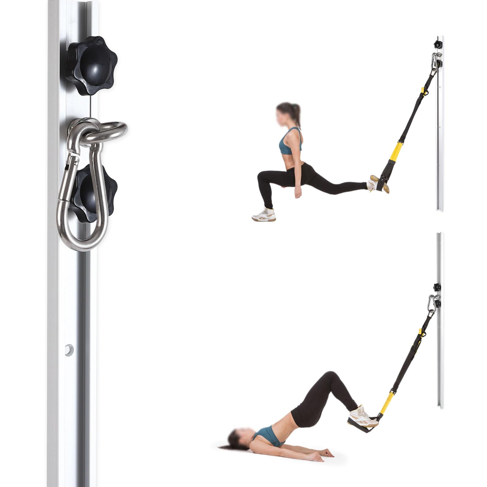 Widerstandsband-Wandanker, Fitness-Widerstandsbänder, verstellbares Workout-Wandankersystem, für Widerstandsband-Übungen, mit 2 Schienen und 2 Schienen, Auto, einfache Installation (Doppel-Set, keine