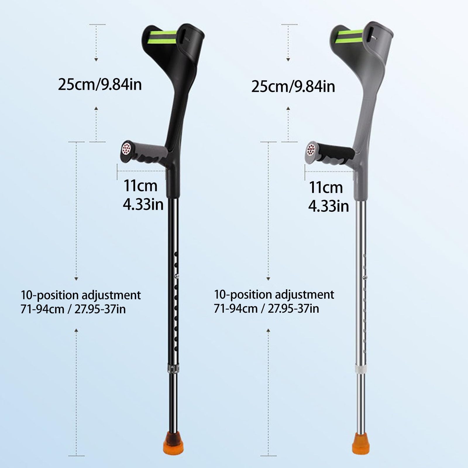 Muletas Para Antebrazo Altura Ajustable Estructura De Aluminio Muletas De Codo Muleta Ergonómica Ayuda Para Caminar Para Lesiones En Las Piernas Discapacidad QuirúRgica(Negro)