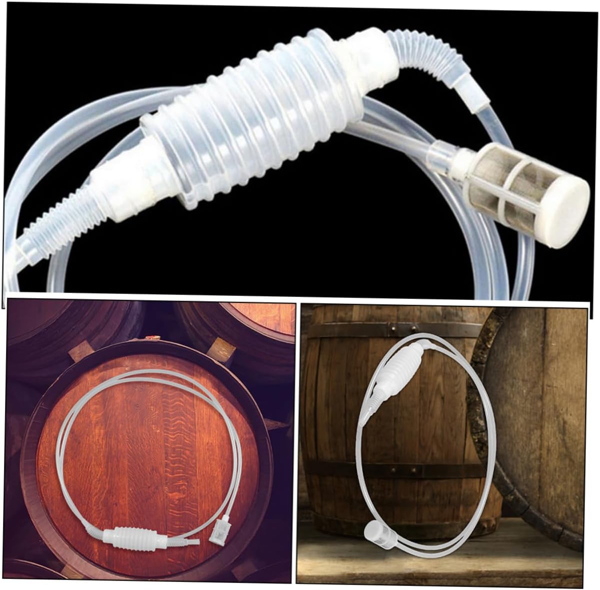 2pcs Home Brew Siphon Hose for Wine and Liquor Transfer Plastic Tubing with Fast Flow Easy to Use Filter Pump for Bottling and Brewing Suitable for Narrow and Wide Mouth Bottles