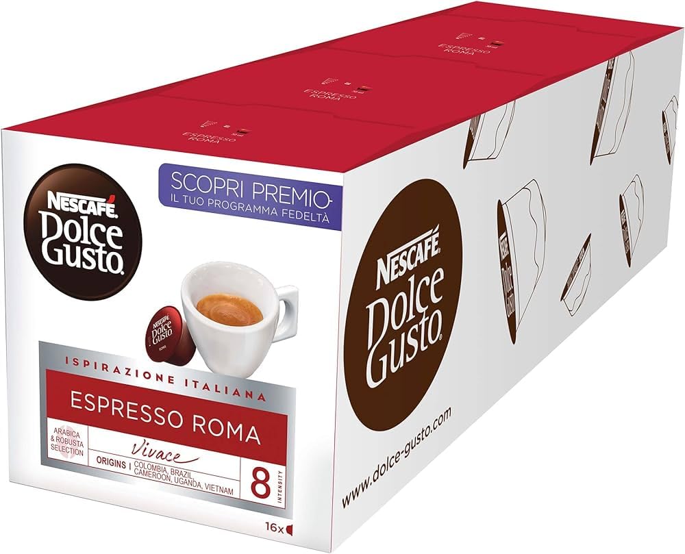 Espresso Roma Coffee Pods Pack of 3 (Total 48 Servings)