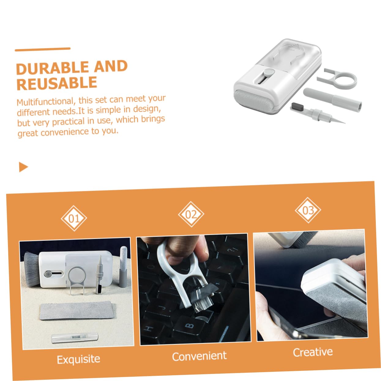 Levemolo 1set Earphone Cleaner Kit Multifunctional Cleaning Cloth and Keycap Puller Deep Cleaning Brush for Headphones Earbuds and Keyboards Soft Bristles and Telescopic Design for Stubborn