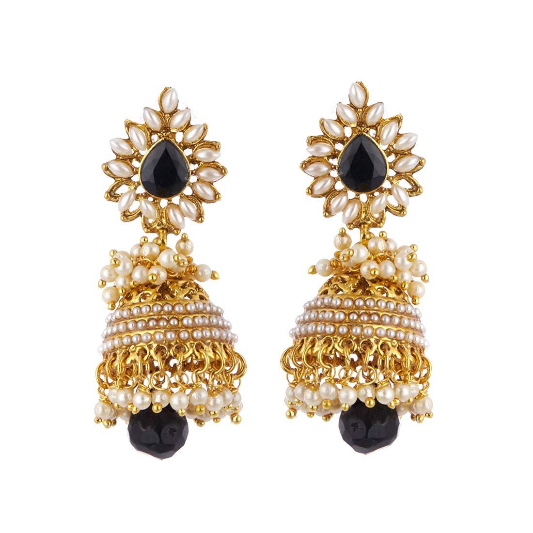 Zeneme Earring Gold Plated Copper Trendy Designer Pearl Studded Black Cz Stone Jhumki Aashiqui 2 Style Earring Jewellery For Girl And Women (B01DT0CMOE) Amazon Price History, Amazon Price Tracker