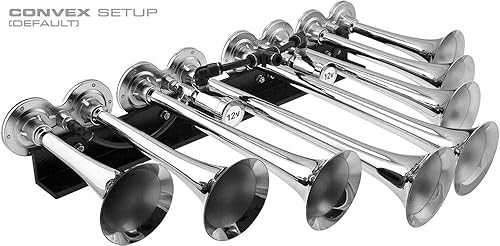 Miniatura 12 de Vixen Horns OCTOPOD - Bocina de tren para camión/coche. 8 trompetas negras con bocina de aire. Db. Se adapta a vehículos de 12 V como Negro -,Cromado