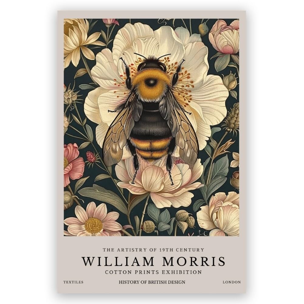 WHQethrial William Morris Wall Art - Vintage Flower Bee Botanical Prints Exhibition Posters Fine Art Gallery Pictures for