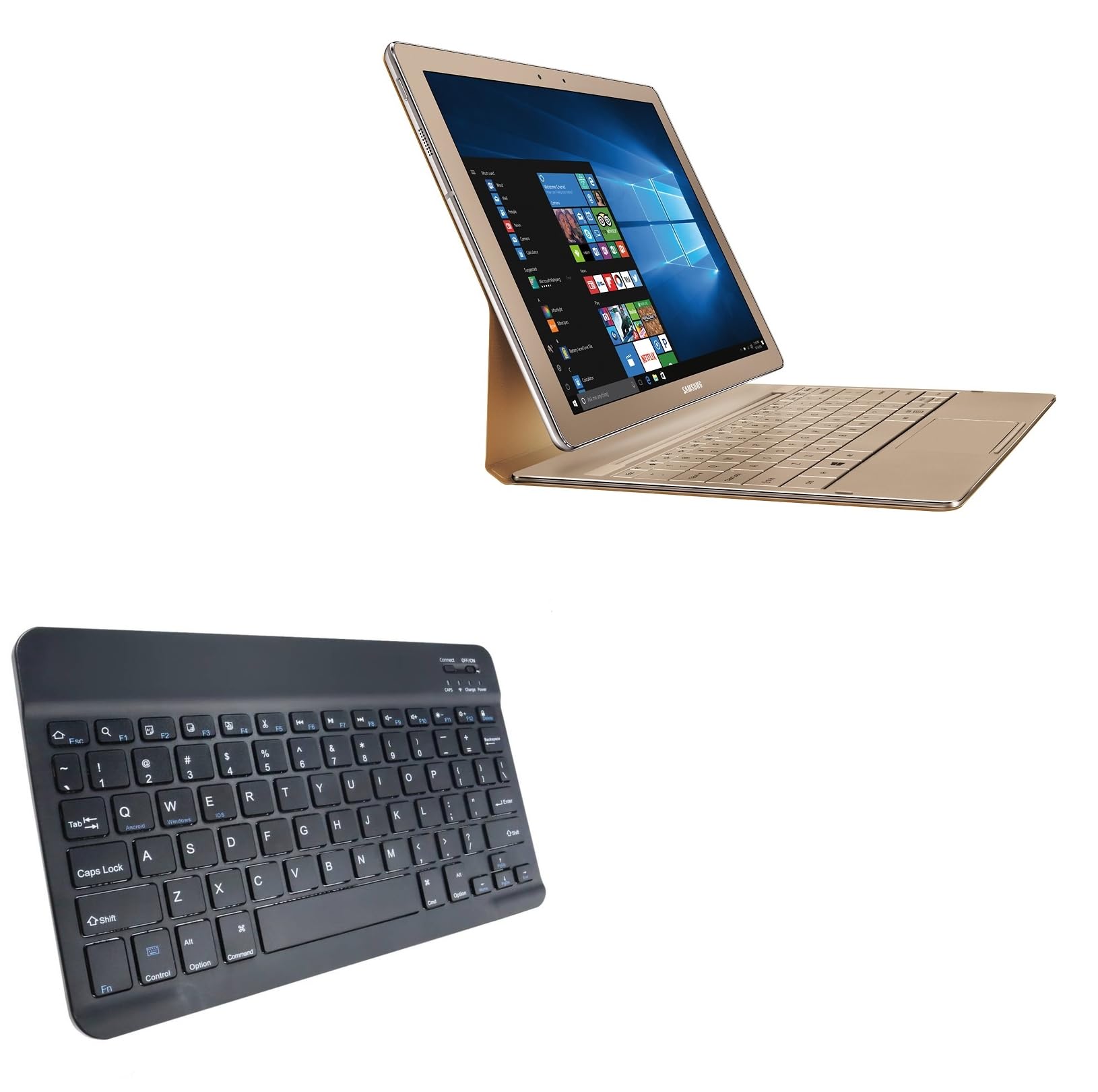 BoxWave Keyboard Compatible with Samsung Galaxy TabPro S - SlimKeys Bluetooth Keyboard, Portable Thin with Chiclet-Style Keys - Jet Black