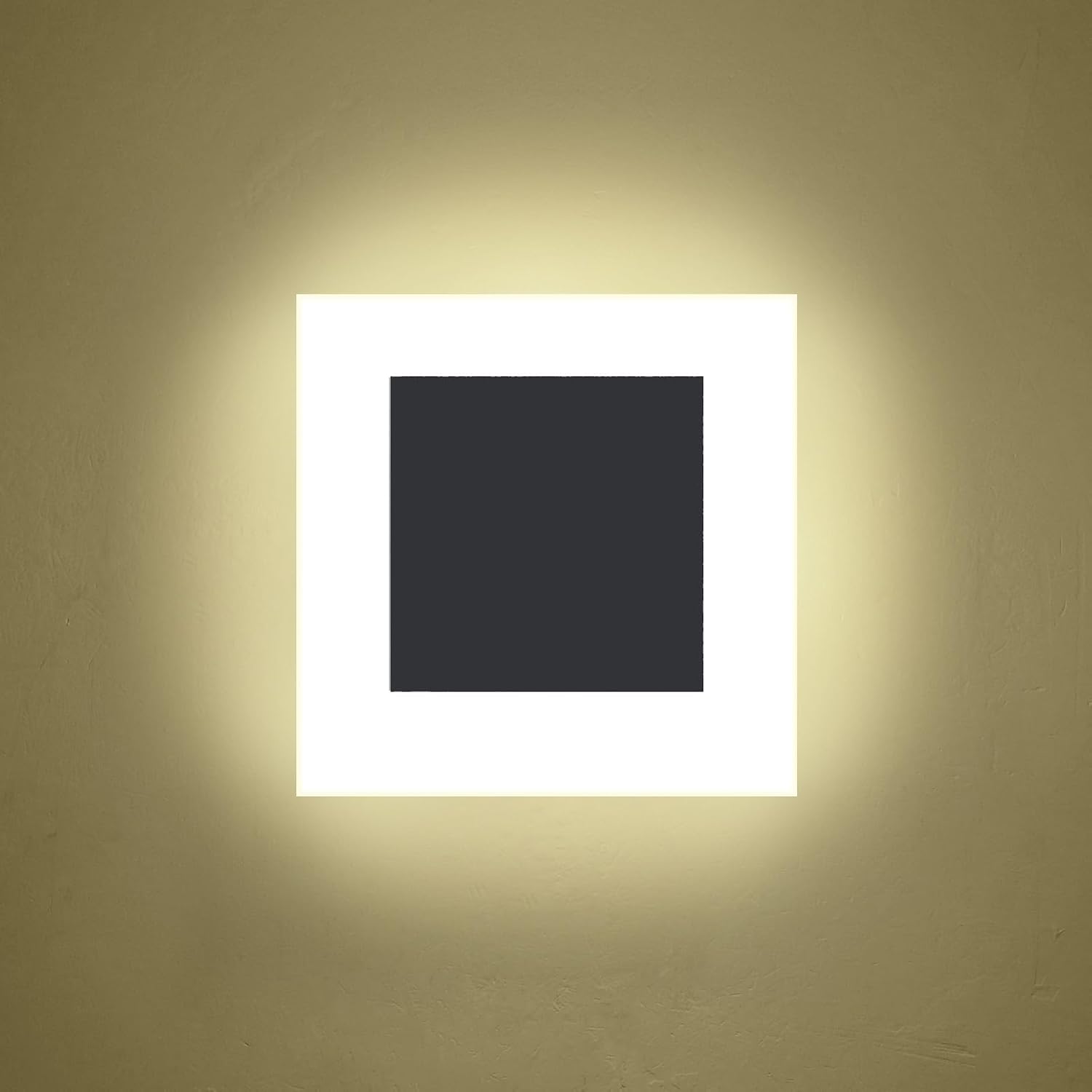 Kawell 10W Square Acrylic LED Wall Sconce Non-Dimmable Hardwired Black Wall Light Fixture for Bedroom, Living Room, Hallway Indoor Lighting, 4500K