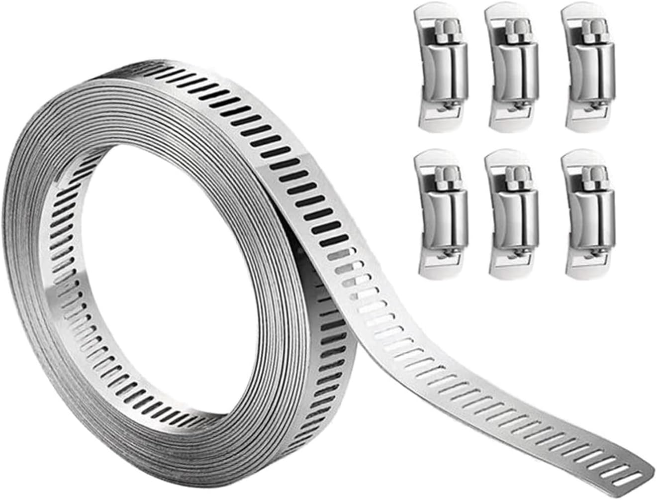 11.5 Inch Hose Clamp Adjustable with 8Pcs Fasteners Assortment Kits Ducting Clamp Worm Gear Hose Clamp for Water Pipe Machinery
