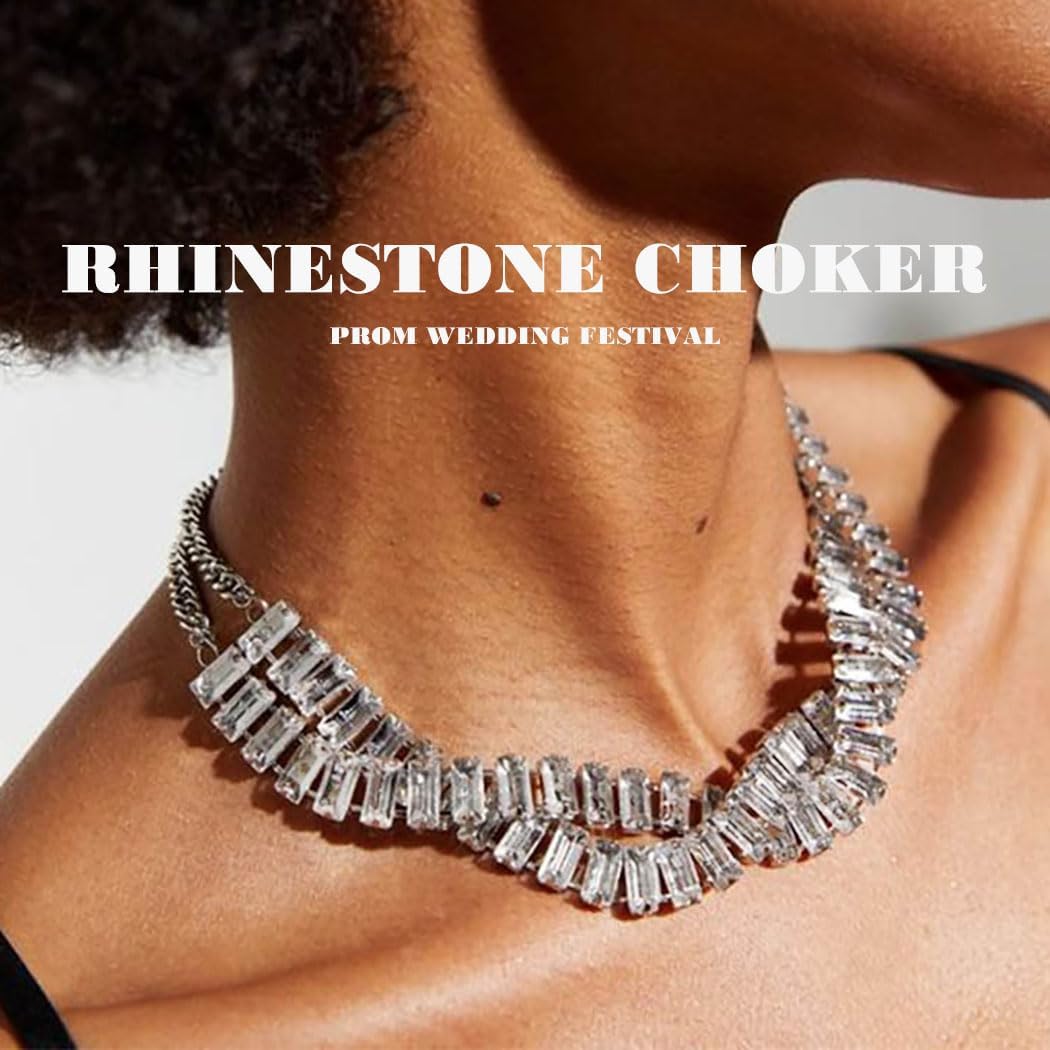 CanB Rhinestone Choker Necklace Crystal Necklace for Women Cute Necklaces Chain - Image 2