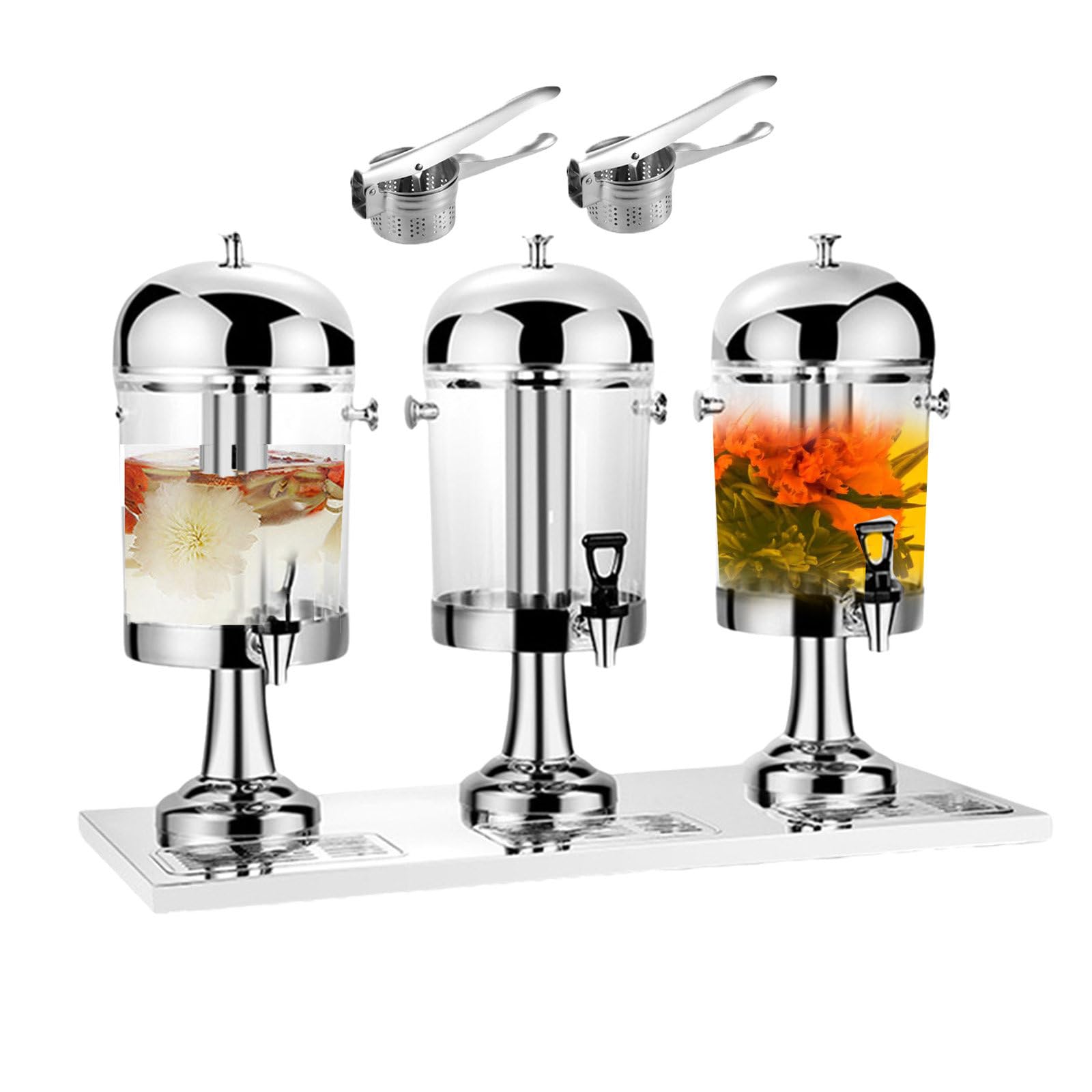 asdchZen Commercial Cold & Warm Beverage Dispenser, Drink Dispensers & Chillers & Water Fountains, Self-Service Soy Milk Dispenser For Cafes, Buffet, Banquet, Bar, Cafeteria - Three He,Silver