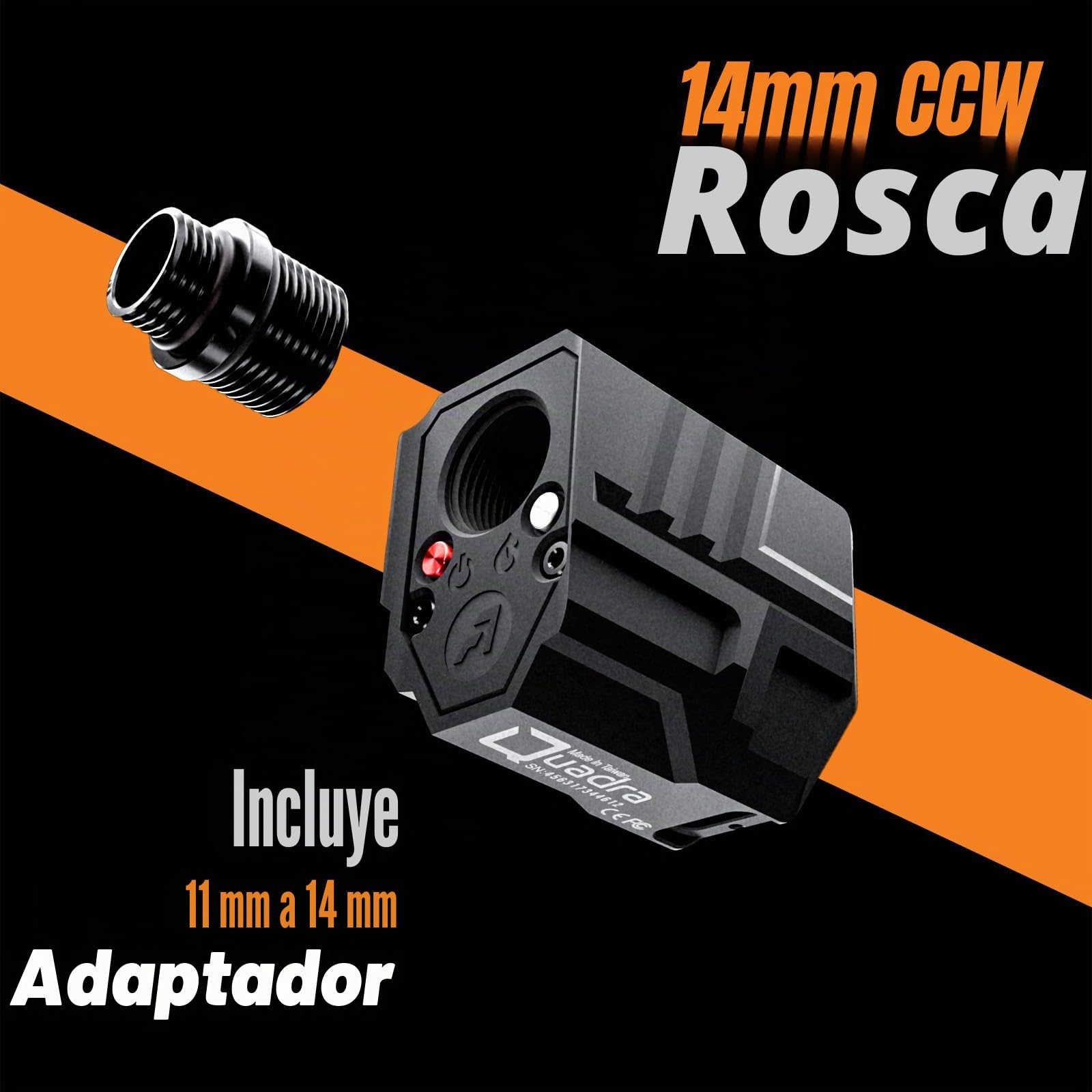 ACETECH Unidad de trazador de aire Quadra con modo flash, diseño cuadrado compacto para rosca CCW de 14 mm, incluye adaptador CW de 11 mm