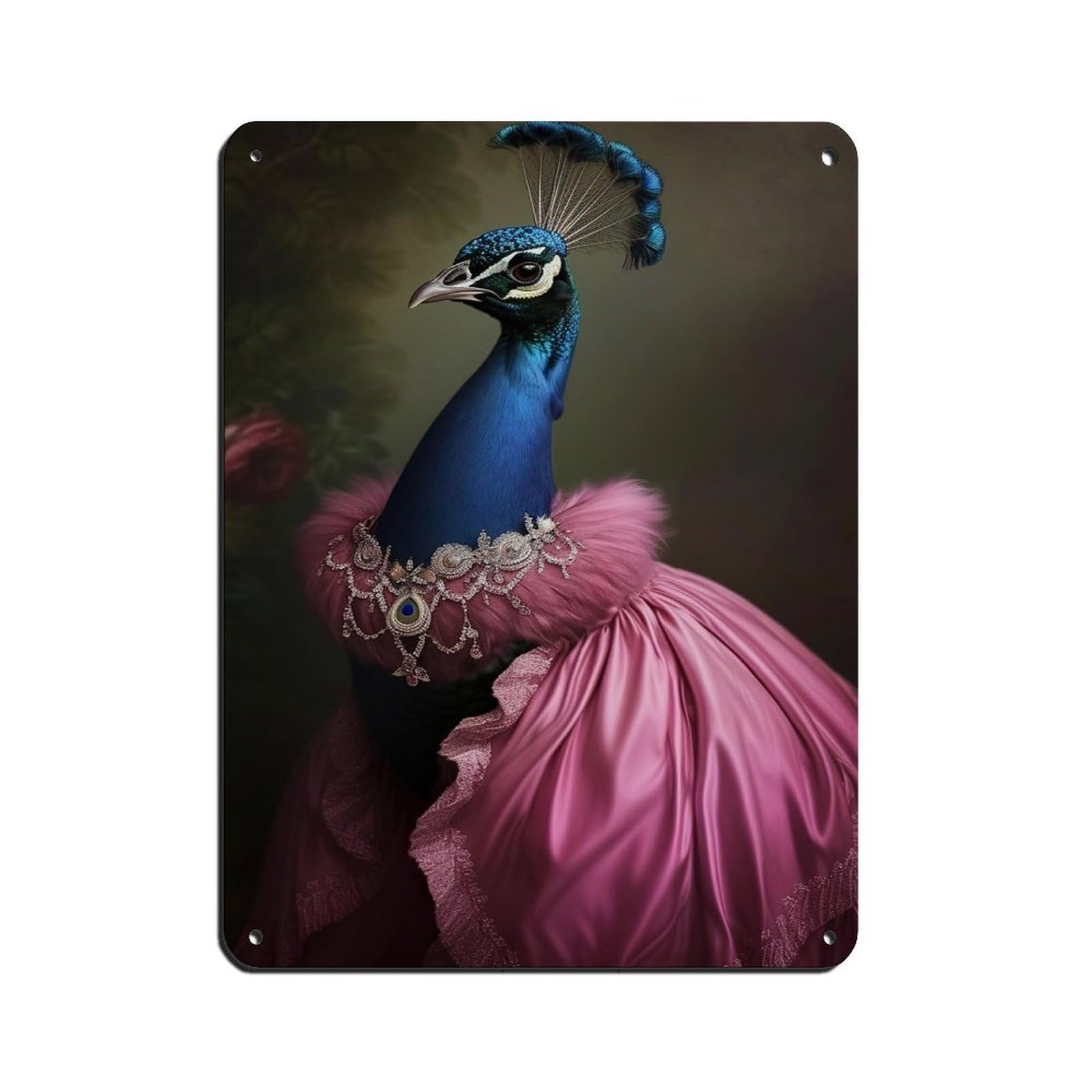 Vintage Peacock Lady Painting Poster Tin Sign Vintage Metal Pub Club Cafe Bar Home Wall Art Decoration Poster Retro 12x16inch(30x40cm)
