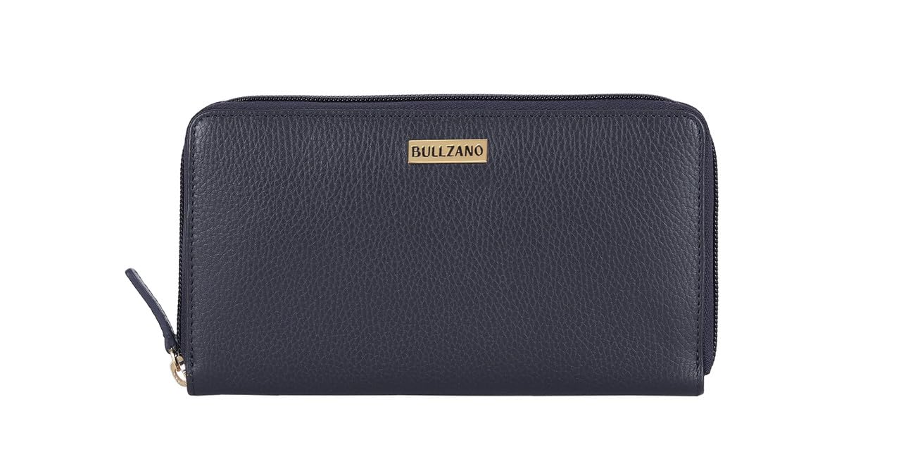 Aura Genuine Leather Zip Closure Purse/Clutch for Women/Ladies, RFID Protected, Navy-image-28