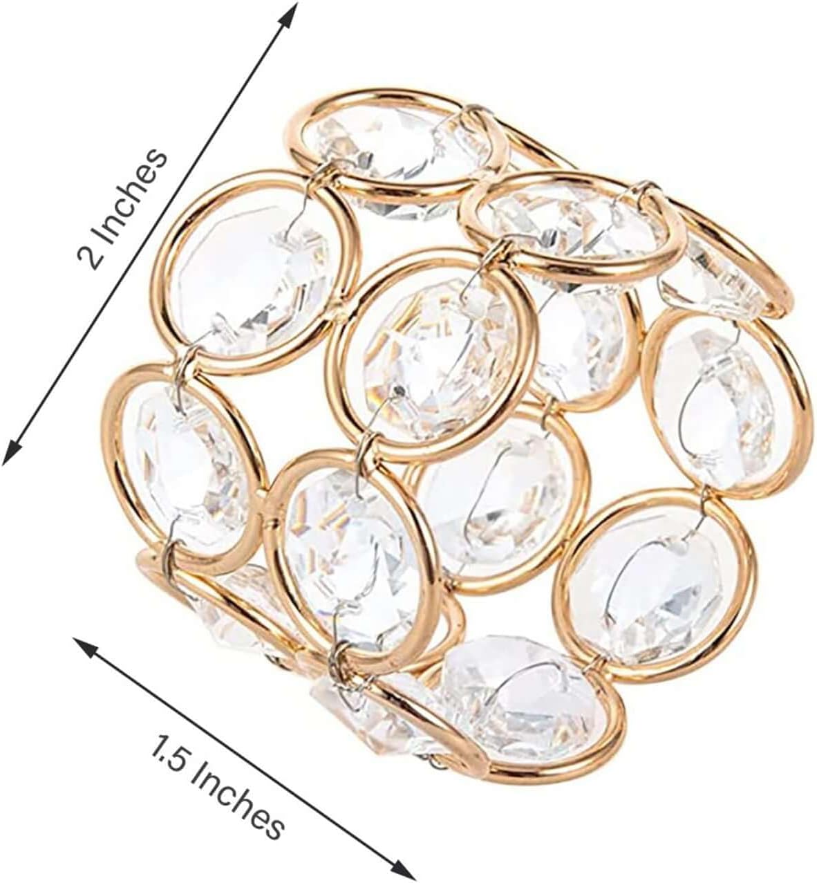 Efavormart 4PCS Bling Glass Crystal Gem Napkin Rings - Gold