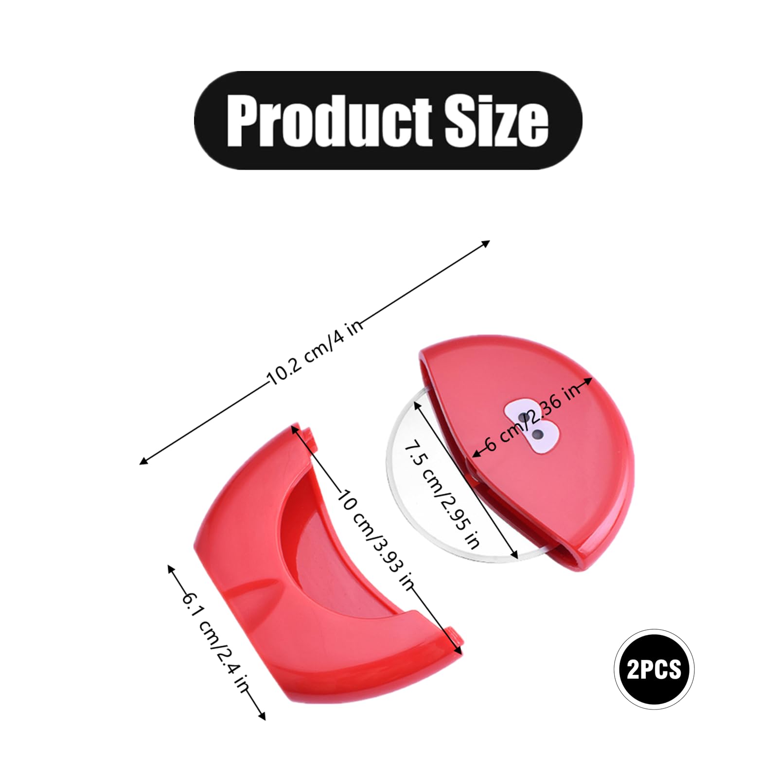 2 Pack Pizza Cutter Wheel with Cover Creative Pizza Slicer with Stainless Steel Sharp Blade for Kitchen, Red