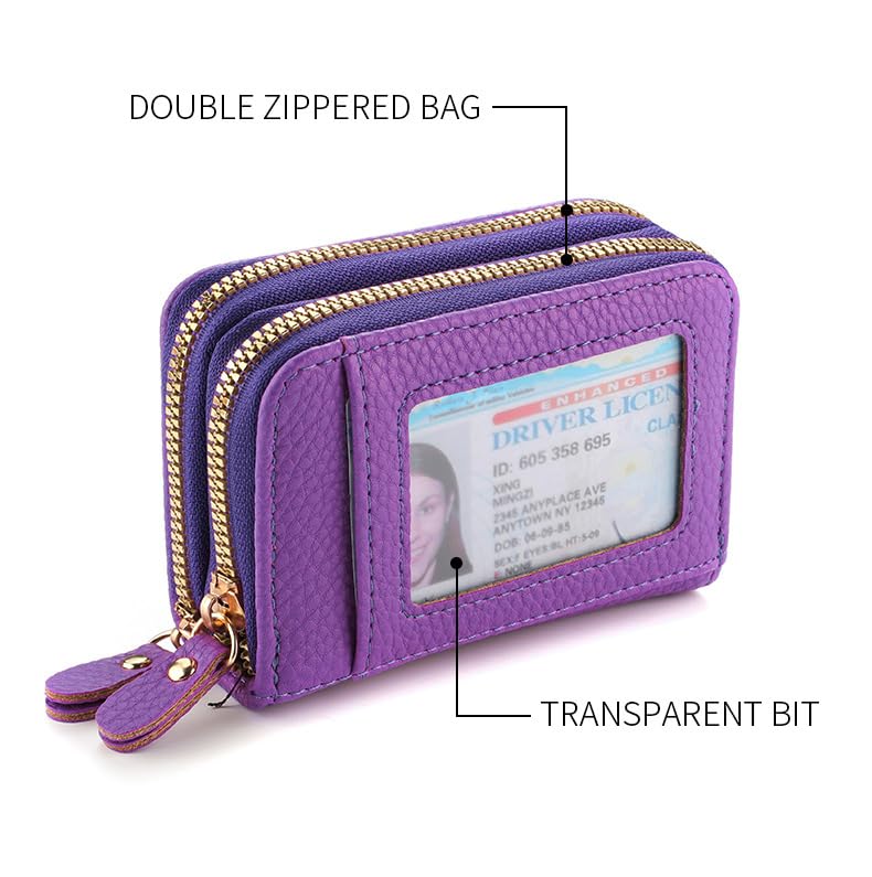 Small Wallet for Women, Slim RFID Blocking Credit Card Holder with ID Window, Compact Purses for Women(Purple)4