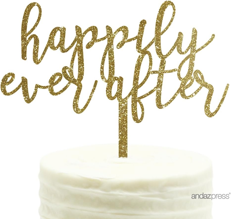 Andaz Press Wedding Acrylic Cake Toppers, Gold Glitter, Best Day Ever, 1-Pack