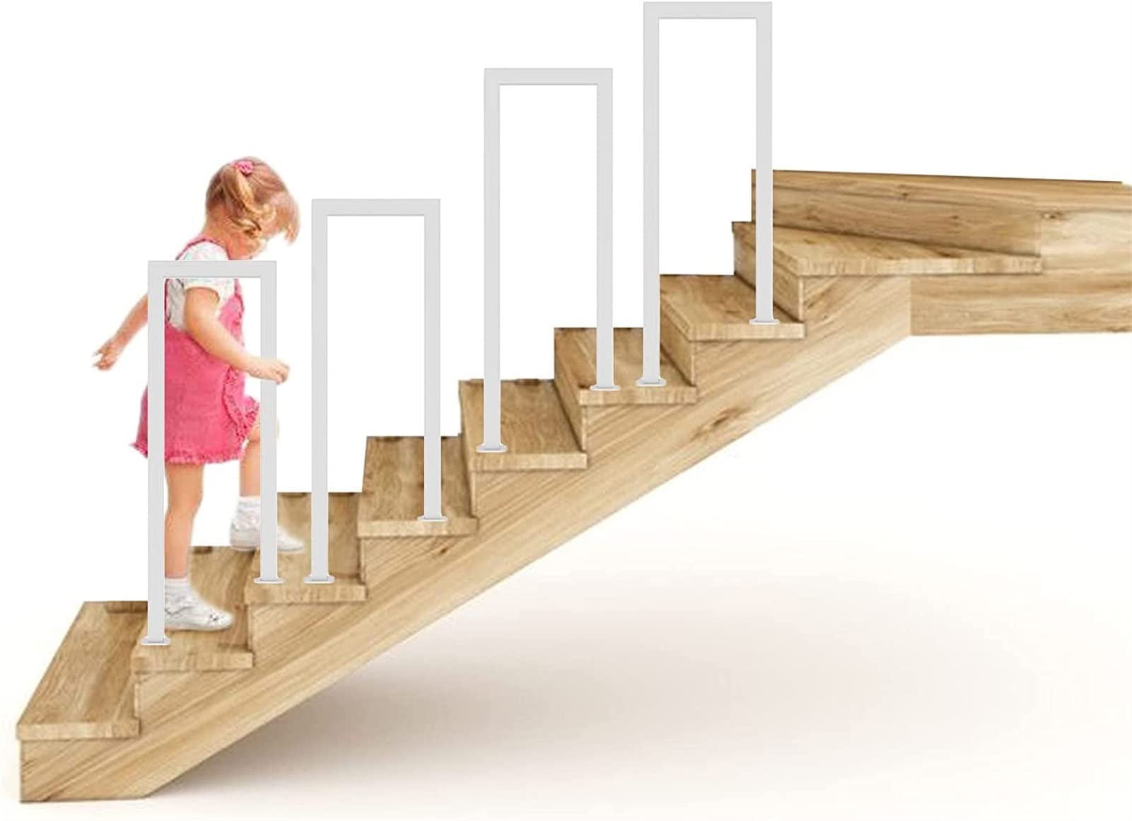 Meiiron White Stair Handrail Guardrail, Simple Stair Handrail, Corridor/Attic/Small Fence, Iron Guardrail Non-Slip Handrail for Concrete Steps and Wooden Steps Sturdy Metal Barckets (Size : 95cm)