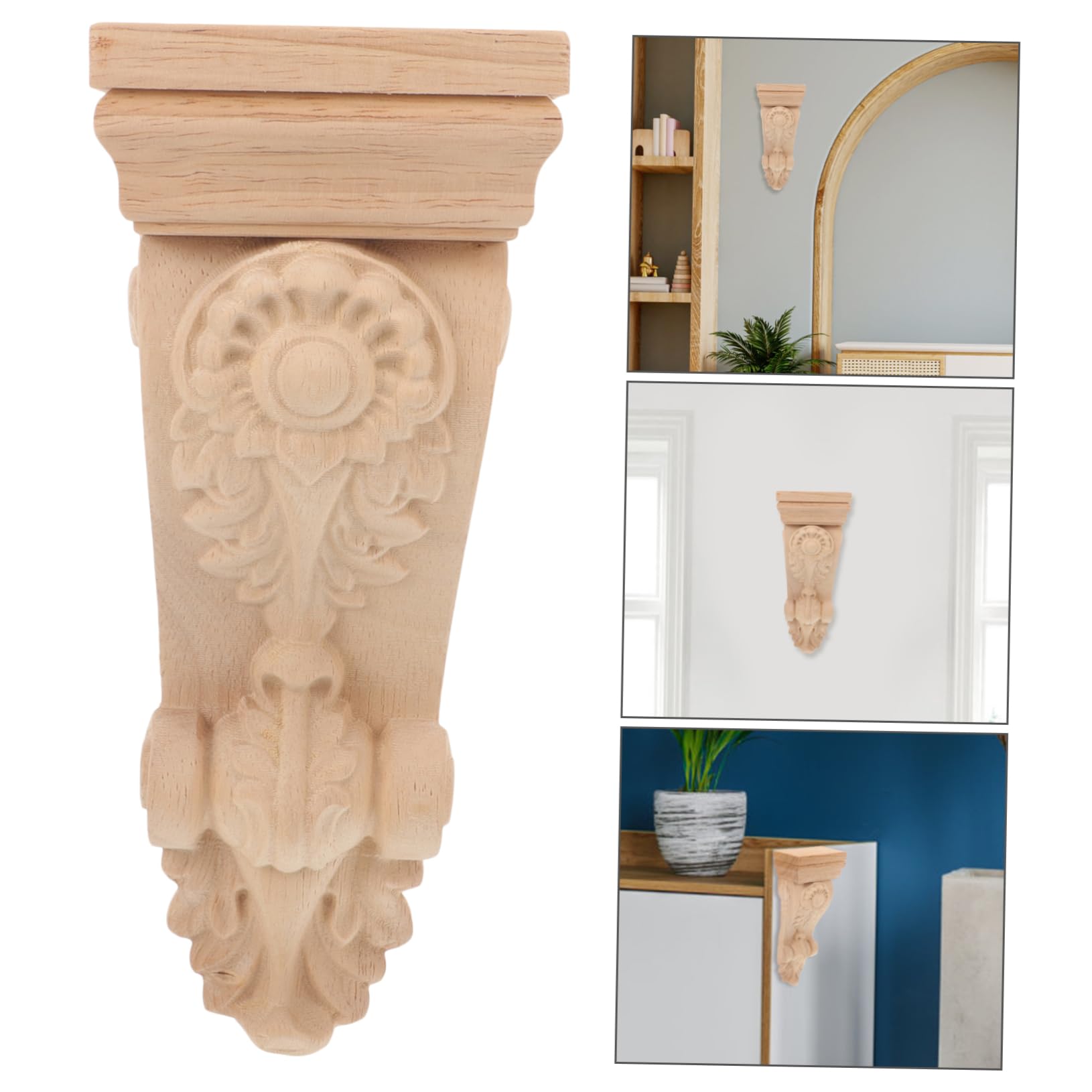 Uonlytech Ménsulas de Madera Talladas Artesanía Intrincada para Decoración Elegante de Muebles y Paredes Superficie Lisa Pintar
