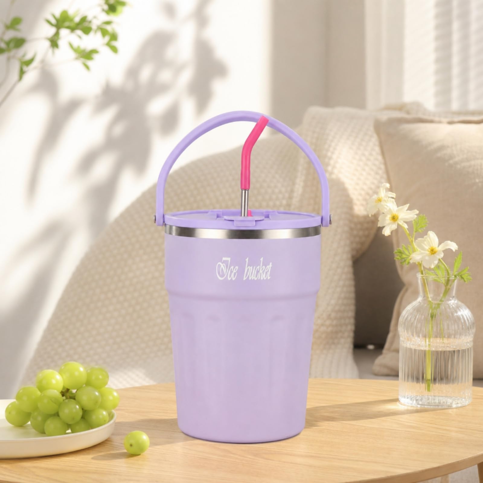 Isolikanne mit Tragegriff kälteisoliend Thmosflasche mit Strohhalm tragbar Kanne Griff für Picknick, Ausflüge, Schwarz, 4000ml