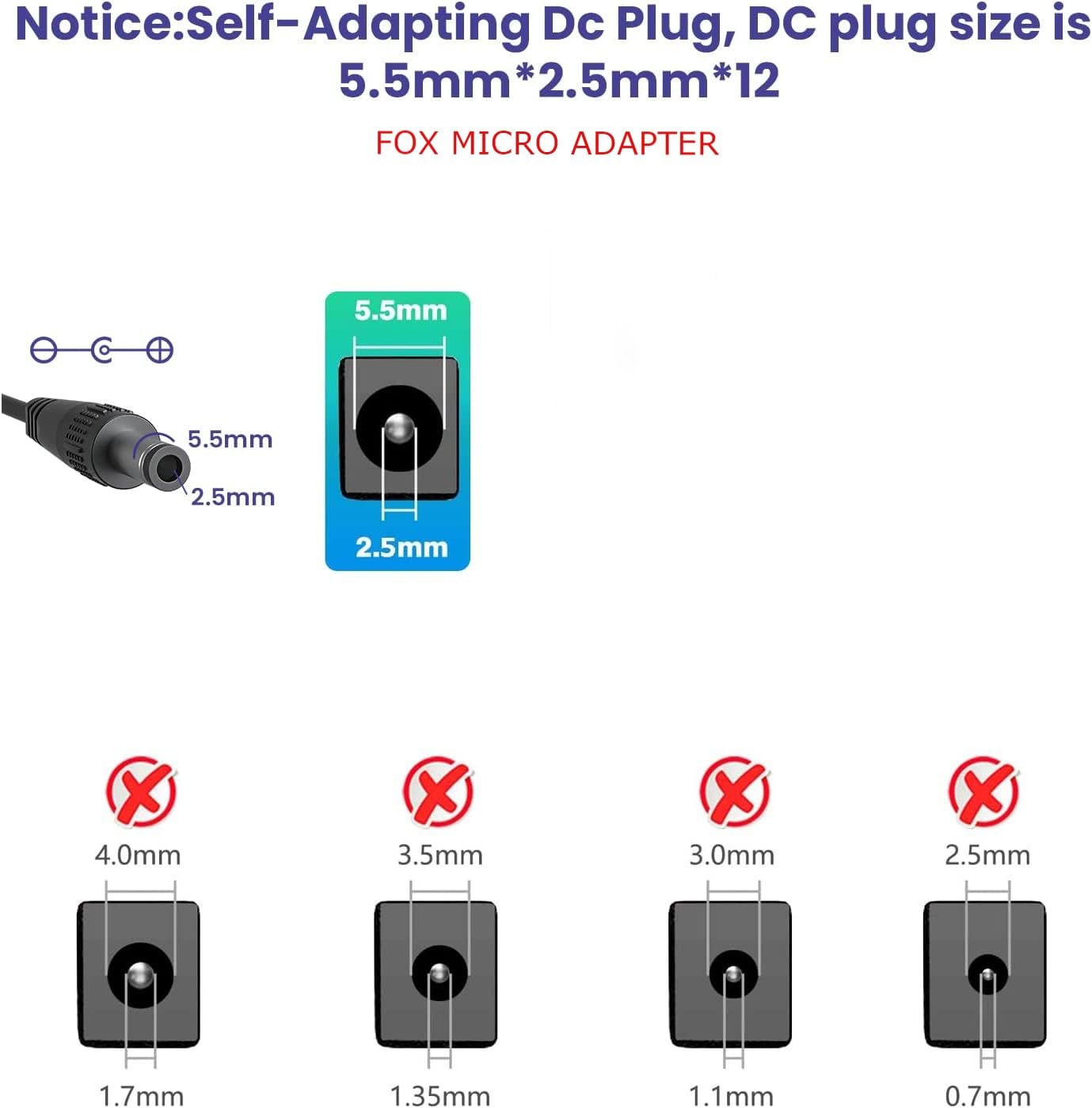 FOX MICRO Universal 12V Yamaha Keyboard Power Cord AC Adapter for Yamaha PSR, YPG, YPT, DGX, DD, EZ and P Digital Piano and Portable Keyboard Series,Replacement for Yamaha PA130 PA150 Adapter - Image 3 thumbnail