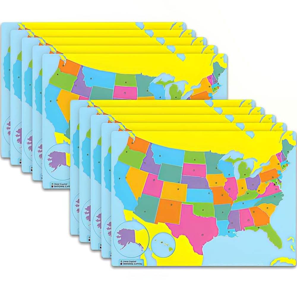 10 PACK PosterMat Pals™, Space Savers, 13" x 9.5", Smart Poly™, US Map 95303