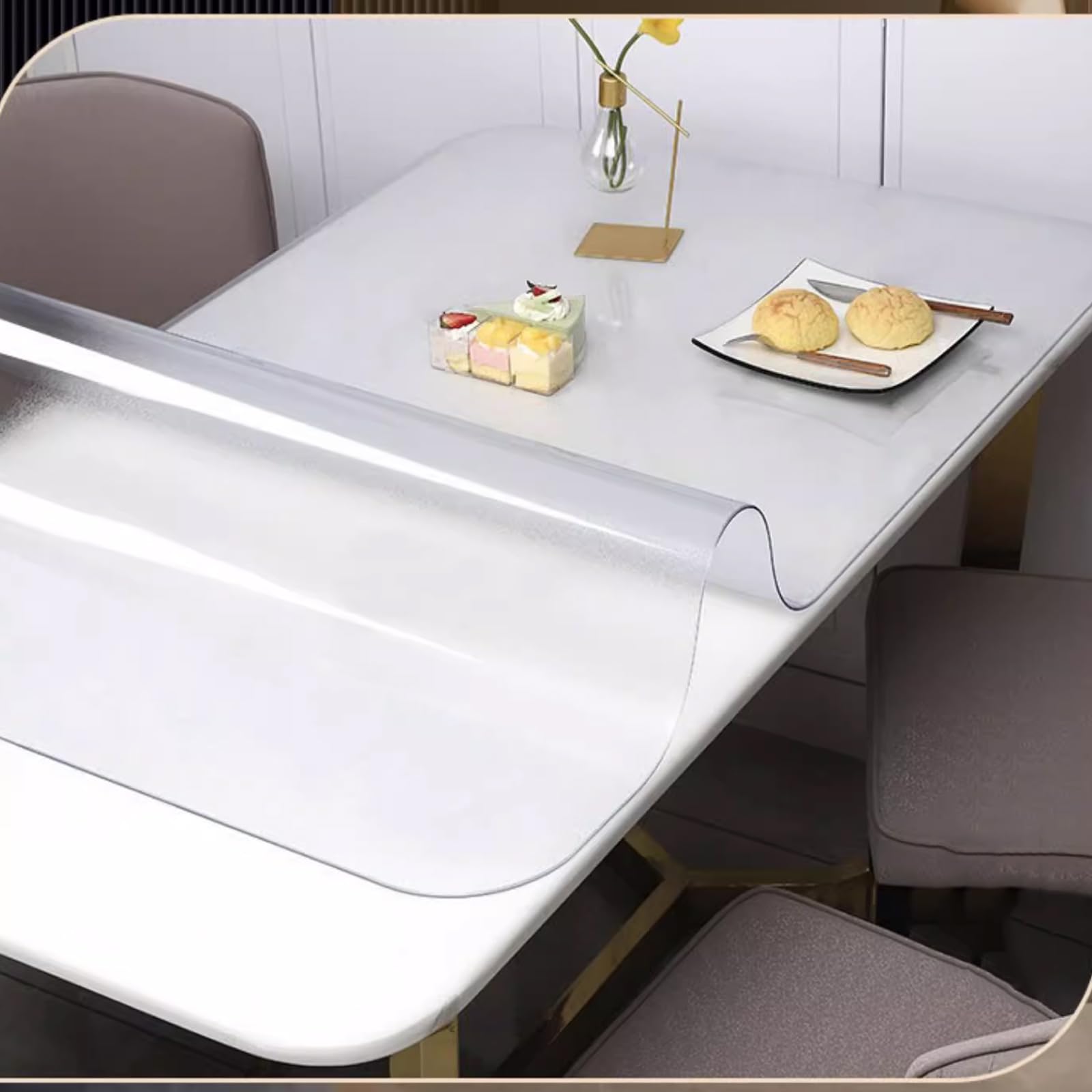Protecteur de nappe PVC transparent 60x60 cm cristal givré imperméable