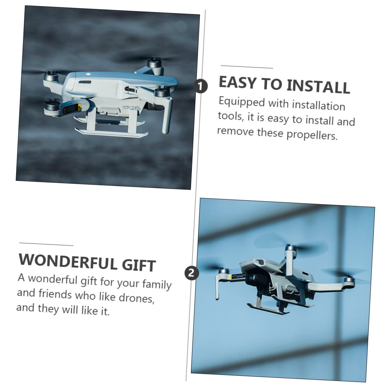 Hélices Fibra De para Dron Mini Compatible con Cuadricóptero con Herramientas De Instalación