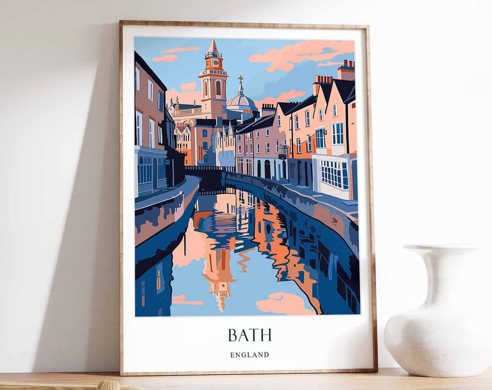 2 Bath Poster England Poster Travel Poster Bath Print Georgian Architecture Poster Roman Baths Poster A5 - Wall Art Home Decor Movie Poster Canvas Film Cinema Retro Vintage Cult Classic Nostargic Sag