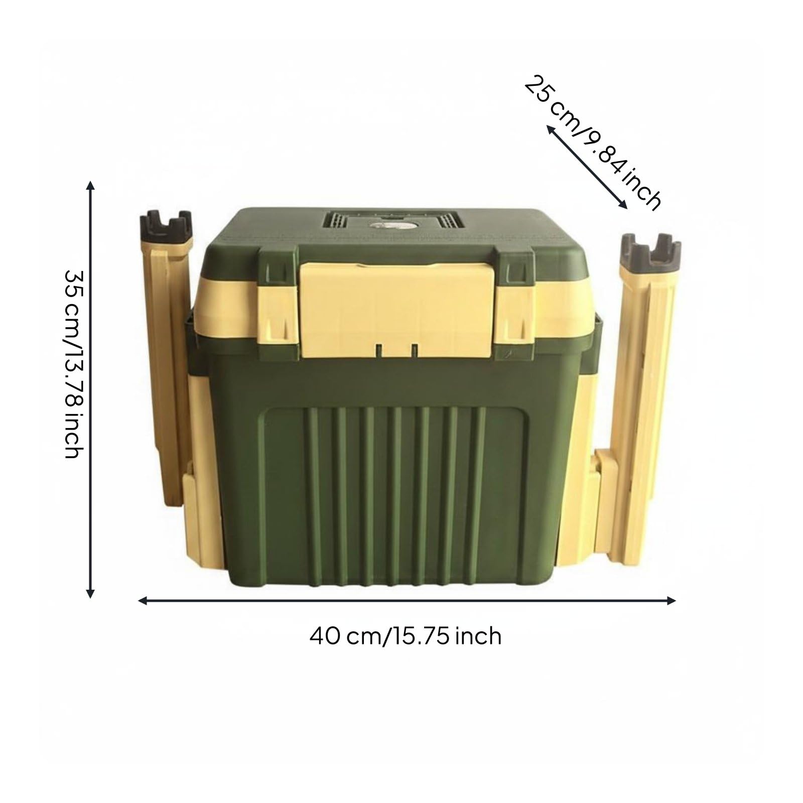 Qianly Contenitore da Pesca Scatola da Pesca Cassetta Portaccessori Organizzatore Ami Esche con Chiusura Sicura Struttura a 3 Livelli Materiale PP Robusto, Verde Militare