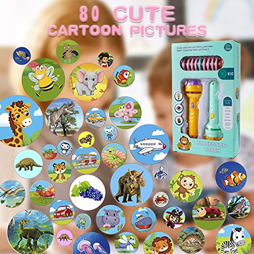 FORMIZON Proiettore di Diapositive Torcia, 2 Pezzi Storia Giocattolo del Proiettore, Lampada da Proiezione con 80 Immagini Diverse Educativo Luce Notturna Storia della Buonanotte (A) - Image 4